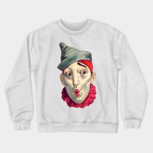 Vintage Clown Illustration - Red Ruffles Crewneck Sweatshirt